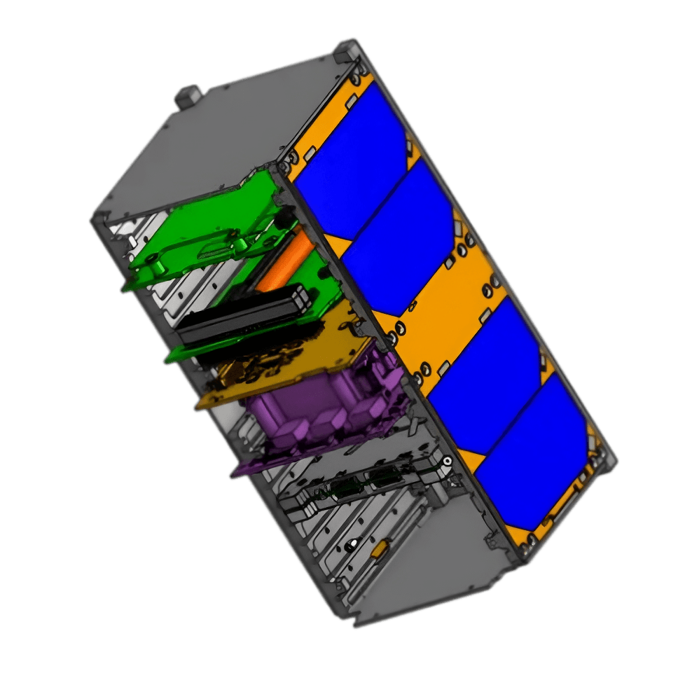 SPACE RACCOON CubeSat CAD model with exploded internal stack